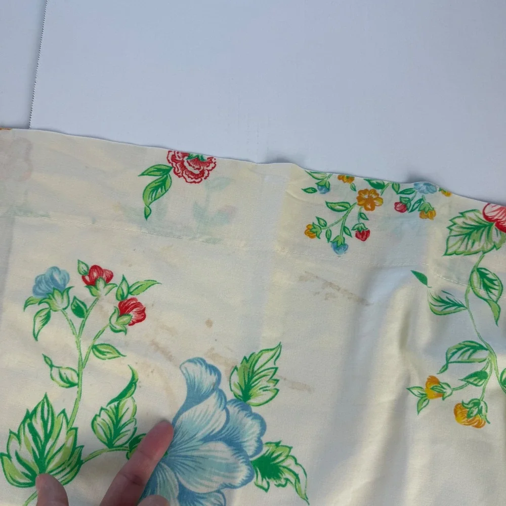 Vintage Lady Pepperell Full Flat Sheet Floral Multi Color No Iron Muslin 81x96